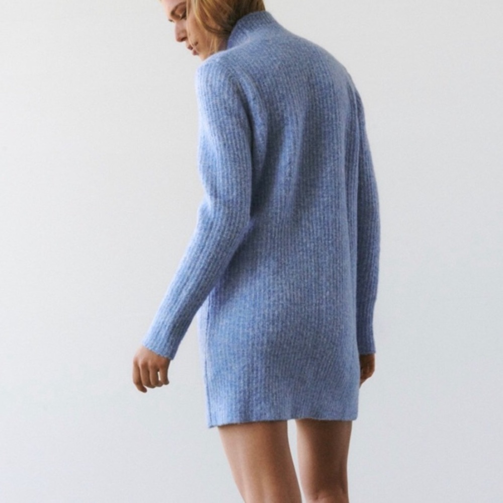 NWT ZARA LIGHT BLUE KNIT MOCK NECK DRESS - Picture 8 of 13